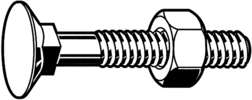 Corps de boulon à tête fraisée et collet carré avec écrou hexagonal DIN 605/555 Acier Electro zingué 4.6