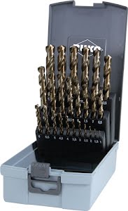 Twist drill set DIN 338 type VA nominal dm 1–13 x 0.5 mm HSS-Co5 gold 25-part pl