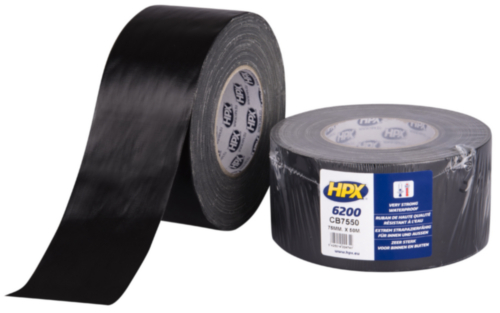 HPX 6200 Duct tape Zwart 75MMX50M CB7550