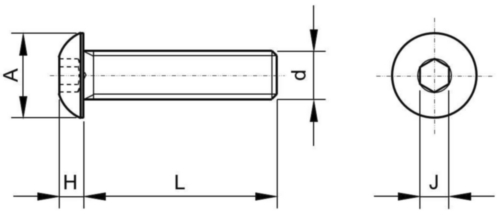Vis à tête cylindrique bombée plate à six pans creux UNC ASME B18.3 Acier inoxydable (Inox) ASTM F879 304 CW / CW1