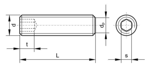 Stavěcí šroub s vnitřním šestihranem a plochým koncem DIN ≈913 Ocel Bez PU 45H