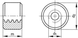 Trapézová matica guľatá 1,5xD Ľahko obrobiteľná oceľ levý závit