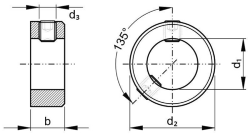 Stelring met binnenzeskant stelschroef met kratereind DIN ≈705A Roestvaststaal (RVS) A1 met ISO 4029