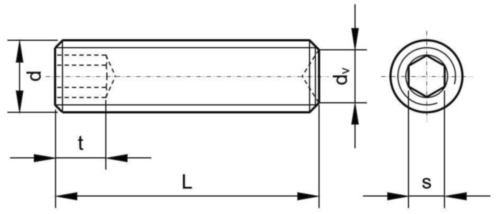 Nastavovacia skrutka s vnútorným šesťhranom a jamkou DIN 916 Oceľ Pozinkované 45H
