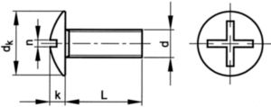 Skrutka s šošovkovou hlavou s dvojitou drážkou NF ≈E25-129 Oceľ Pozinkované 4.8