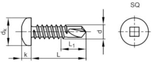 Samovrtný šroub s válcovou vypouklou hlavou s vnitřním čtyřhranem DIN ≈7504 M Ocel Pozinkované