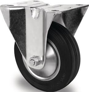 Bokwiel wiel d. 160 mm draagvermogen 135 kg massief rubber plaat L135xB110 mm PROMAT
