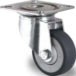 Zwenkwiel wiel d. 100 mm draagvermogen 100 kg met bevestigingsplaat rubber PROMAT