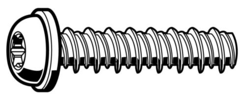 Hexalobular pan head screws with collar rst-+ Steel Zinc plated