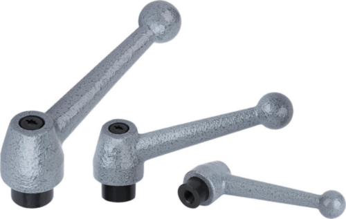 KIPP Clamping levers, internal thread Gri argintiu Otel 1.0401/5.8 Vopsea/ oxid negru