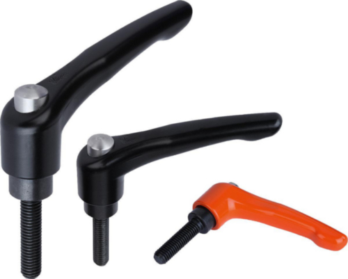 KIPP Clamping levers, external thread with cap Orange Die cast zinc/steel 5.8 Plastic coated/black oxide