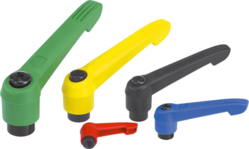 KIPP Clamping levers plastic grip, internal thread Jelzőlámpa kék Acél 5.8/plastic Fekete oxidált M8X80