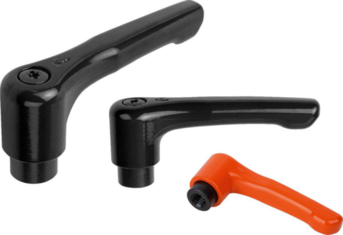 KIPP Clamping levers flat, internal thread Orange Die cast zinc/steel 5.8 Plastic coated/black oxide