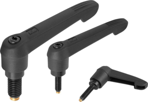 KIPP Clamping levers with thrust pad Acero 5,8, pino Latón, cable de plástico Oxidado negro