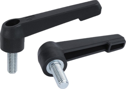 Clamping levers, external thread, non-adjustable