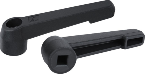 KIPP Clamping levers with square socket, non-adjustable Black Plastic