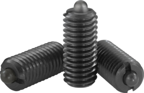 Spring plungers with hexagon socket and thrust pin, strong spring force Steel 5.8 Black oxide