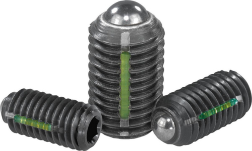 Spring plungers with hexagon socket and ball, LONG-LOK secured strong spring force Steel 5.8 Black oxide M16