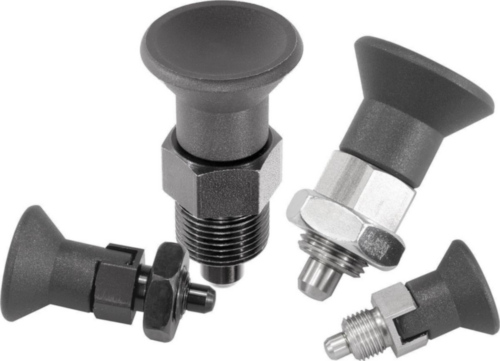 Indexing plungers, lockout type, with locknut
