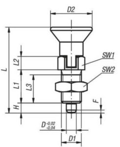 KIPP Indexing plungers, lockout type, with locknut Stal, szpilka hartowana, rękojeść z tworzywa sztucznego Czarna oksydacja