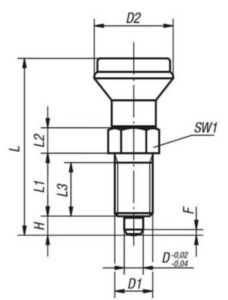 KIPP Indexing plungers, high, non-lockout type, without locknut Metrický jemný závit Nerezová ocel 1.4305, netvrzený kolik plastová rukojeť 6MM