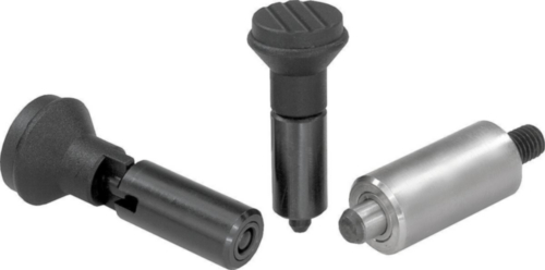 KIPP Indexing plungers without collar, high, with locking slot Weldable stainless steel 1.4301, pin not hardened