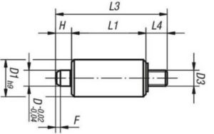 KIPP Indexing plungers without collar, with threaded pin Weldable stainless steel 1.4301, pin not hardened