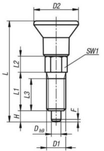 KIPP Indexing plungers, non-lockout type, without locknut Stainless steel 1.4305, pin not hardened, plastic grip