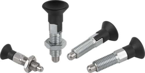 KIPP Indexing plungers, non-lockout type, with locknut Otel, maner plastic Zincare electrolitica