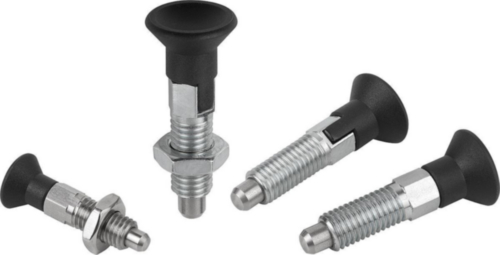 KIPP Indexing plungers, lockout type, without locknut Steel, plastic grip Zinc plated 4MM