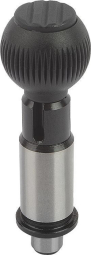 KIPP Precision indexing plungers with cylindrical pin, standard Otel, maner bila termoplastic negru/gri 16MM