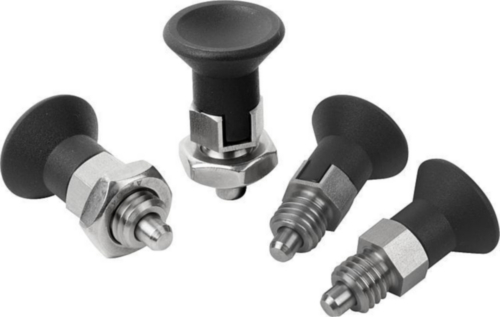 KIPP Indexing plungers, short, lockout type, with locknut Steel, plastic grip Zinc plated