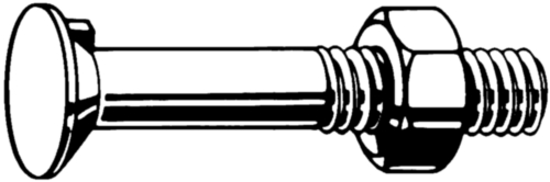 DIN 604/555 Plough Bolt with Flat Countersunk Head and Hexagon Nut, Plain, Class 4.6