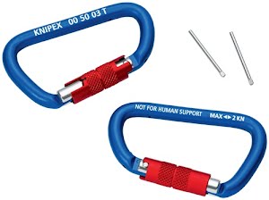 Material carabiner length 81 mm with screw top blue coated KNIPEX