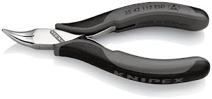 Electronic gripping pliers overall length 115 mm ESD flat-wide jaws mirror polis