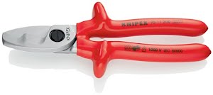 Cable shears length 200 mm chrome-plated VDE head dip-insulated KNIPEX