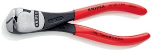 High-power end cutter overall length 160 mm polished head, plastic coated KNIPEX