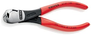 High-power end cutter overall length 140 mm polished head, plastic coated KNIPEX