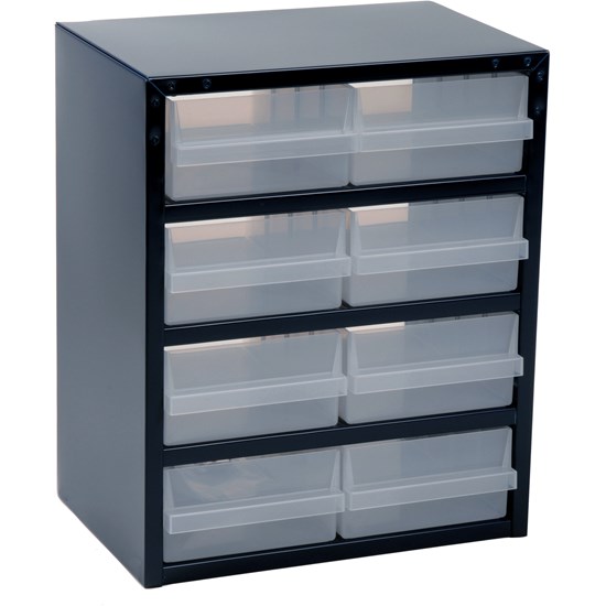 Small parts storage unit W357xD255xH435 mm galvanised sheet steel, 8 drawers pol