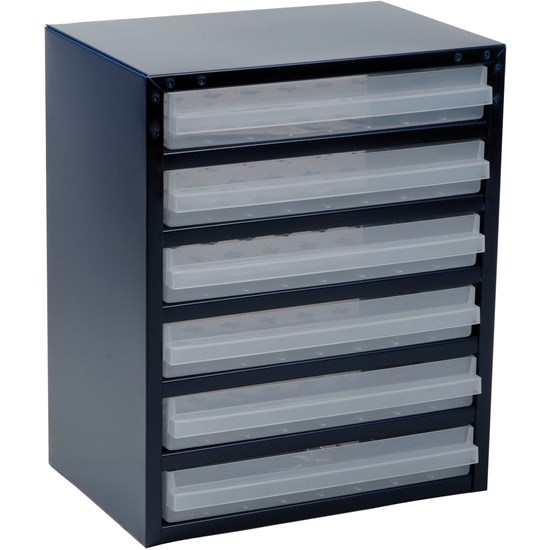 Small parts storage unit W357xD255xH435 mm galvanised sheet steel, 6 drawers pol