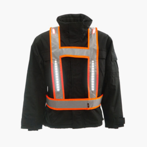 Light-Vest High visibility LED light vest Pro Red flame retardant RWS H-shape Fluorescent orange S/XL