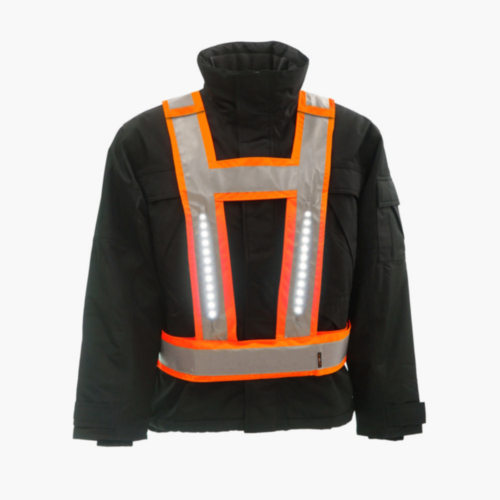 Light-Vest High visibility LED light vest Railway tear off backlight V-shape Fluorescent orange S/XL