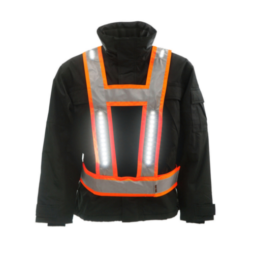 Light-Vest High visibility LED light vest Pro White flame retardant RWS V-shape Fluorescent orange S/XL