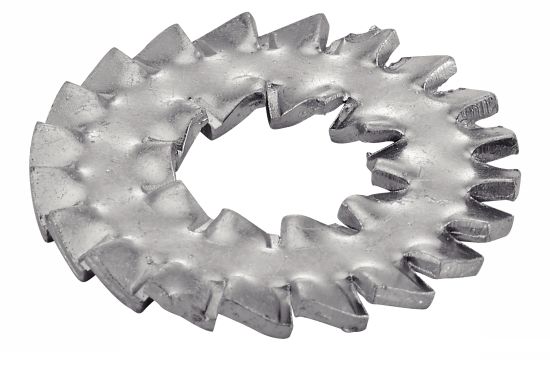 Serrated lock washer with internal and external teeth NF E25-536 Spring steel Zinc plated