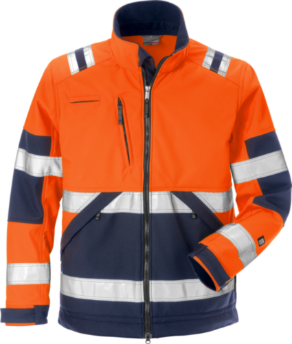 Fristads Kansas Softshell jacket 4083 SOFTSHELL Fluorescent orange/Marine blue 4XL