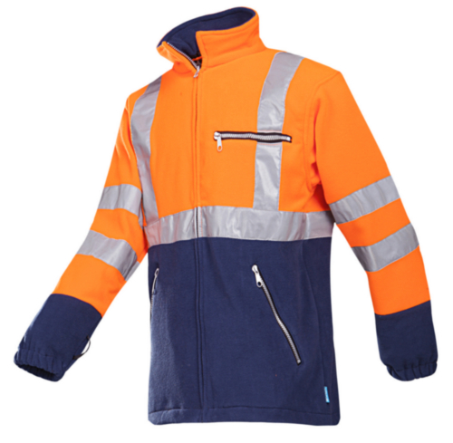 Sioen High visibility fleece jacket Kingley 497Z Fluorescent orange/Navy blue 3XL