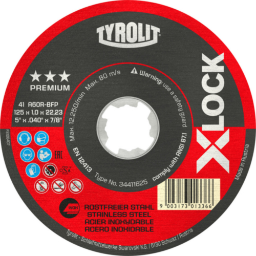 Tyrolit Disc de tăiere 41F A46R-BFP 125X1,6X22,23 A46R