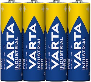 VARTA Industrial Pro, Alkaline Battery, AA, Mignon, LR6, 1,5V, 4-pack, Made in Germany