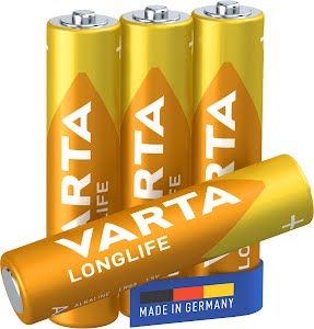 VARTA Longlife, Alkaline batterij, AAA, Micro, LR03, 1,5V, 4-pack, Made in Germany