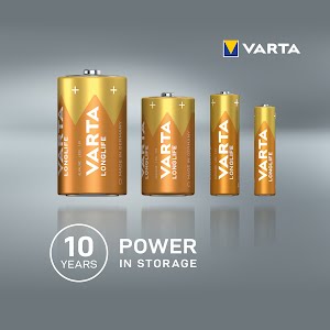 VARTA Longlife, Alkaline Battery, AA, Mignon LR6, 1,5V, 4-pack, Made in Germany